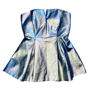 Cameo Metallic Bustier Peplum Strapless Top